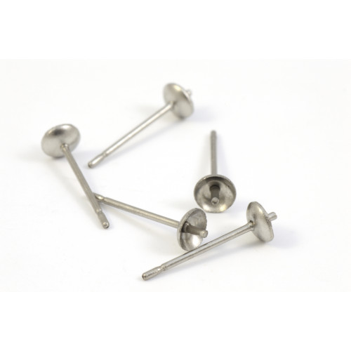 STAINLESS STEEL EAR POST WITH 4MM CUP AND PEG (PACK OF 10)